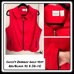 Chicos Zenergy red & black golf vest lightweight sz 2 (12-14)